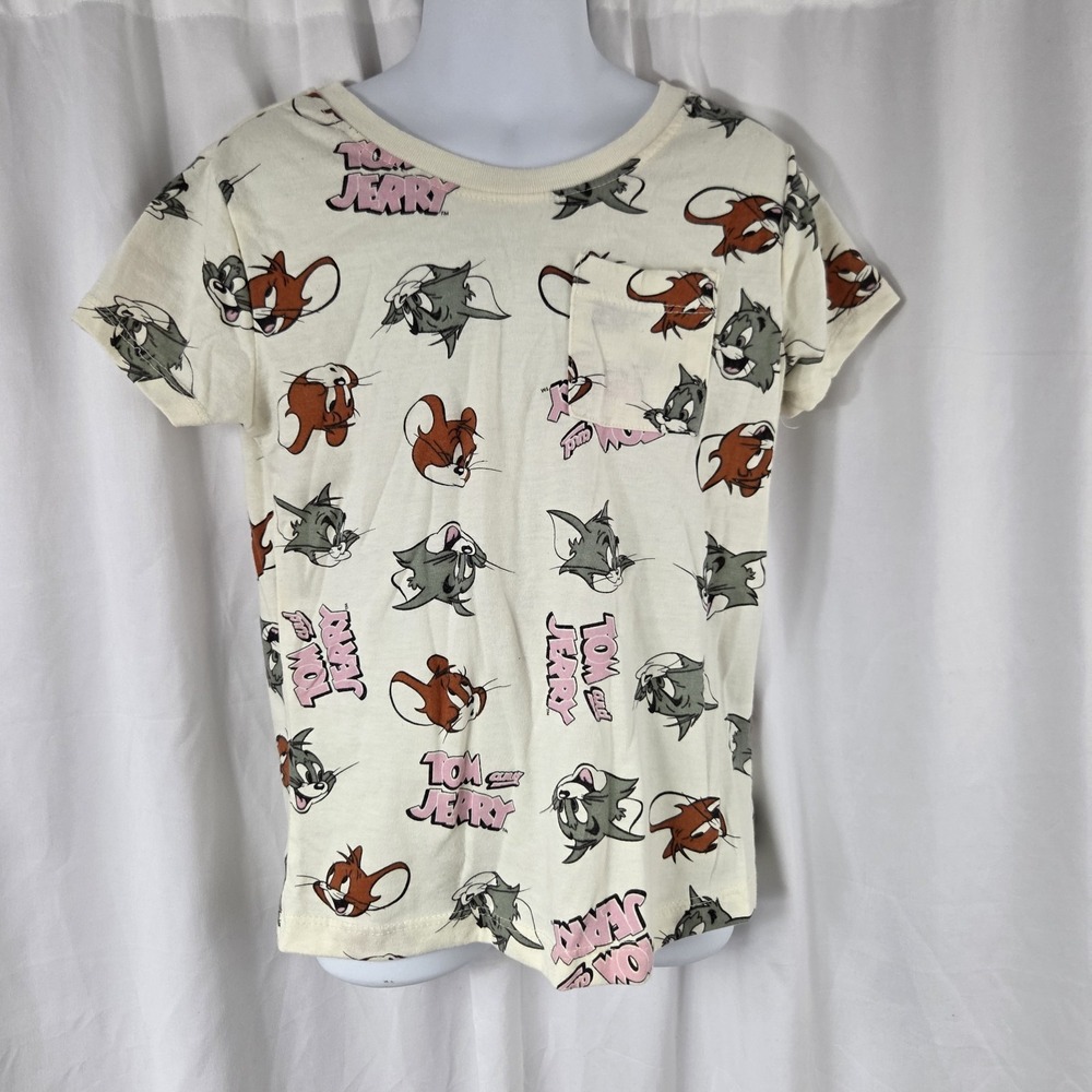 Tom And Jerry Girls Size Small All Over Print Graphic T Shirt Multicolor